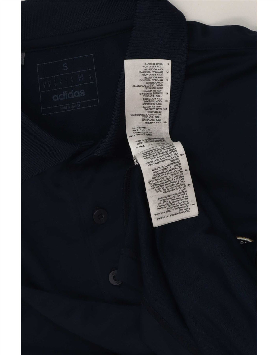 Camisa polo masculina Adidas pequena azul marinho poliéster