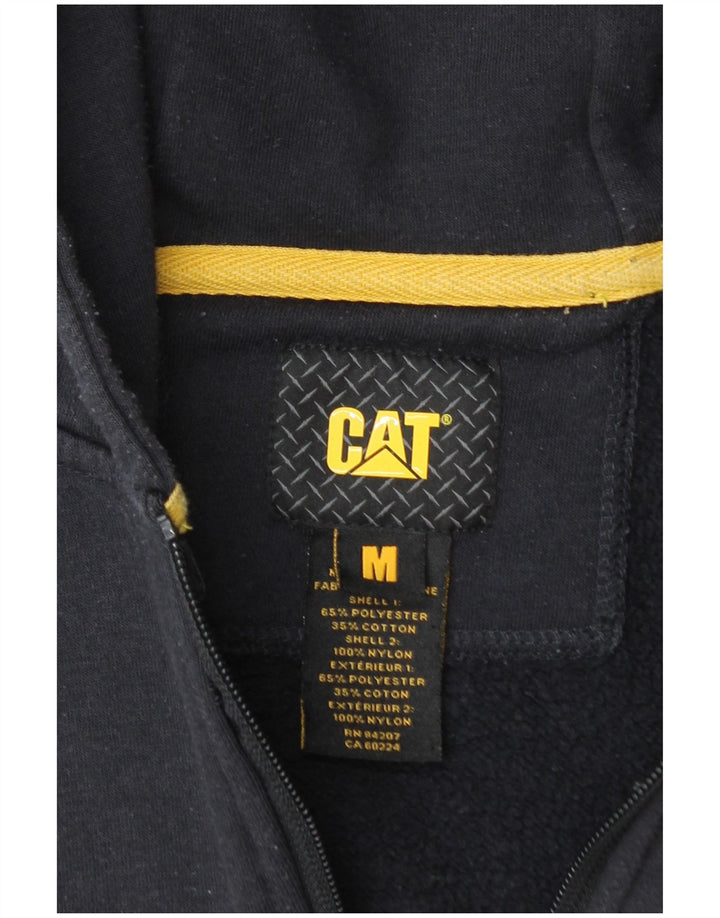 Suéter masculino Caterpillar com capuz e zíper médio azul marinho poliéster