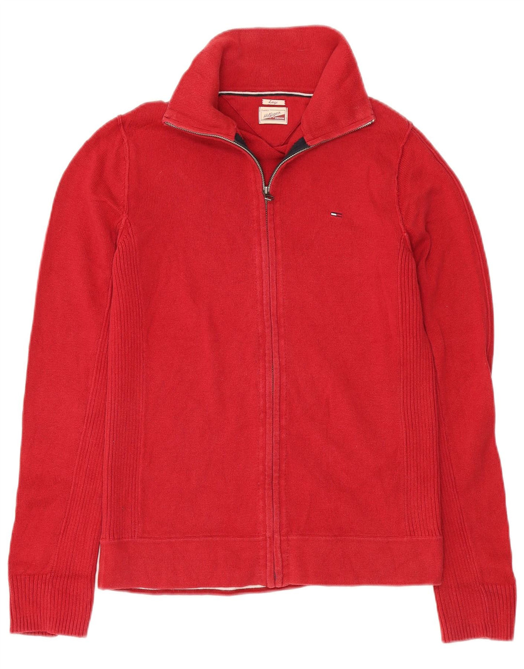 Suéter cardigã clássico masculino Tommy Hilfiger grande algodão vermelho