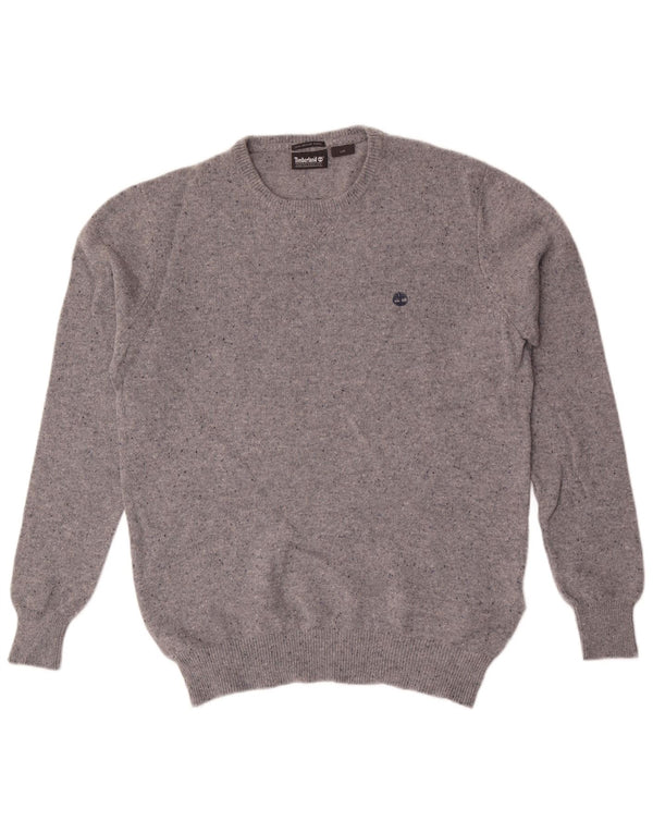 Suéter masculino Timberland com gola redonda, lã merino manchada cinza grande