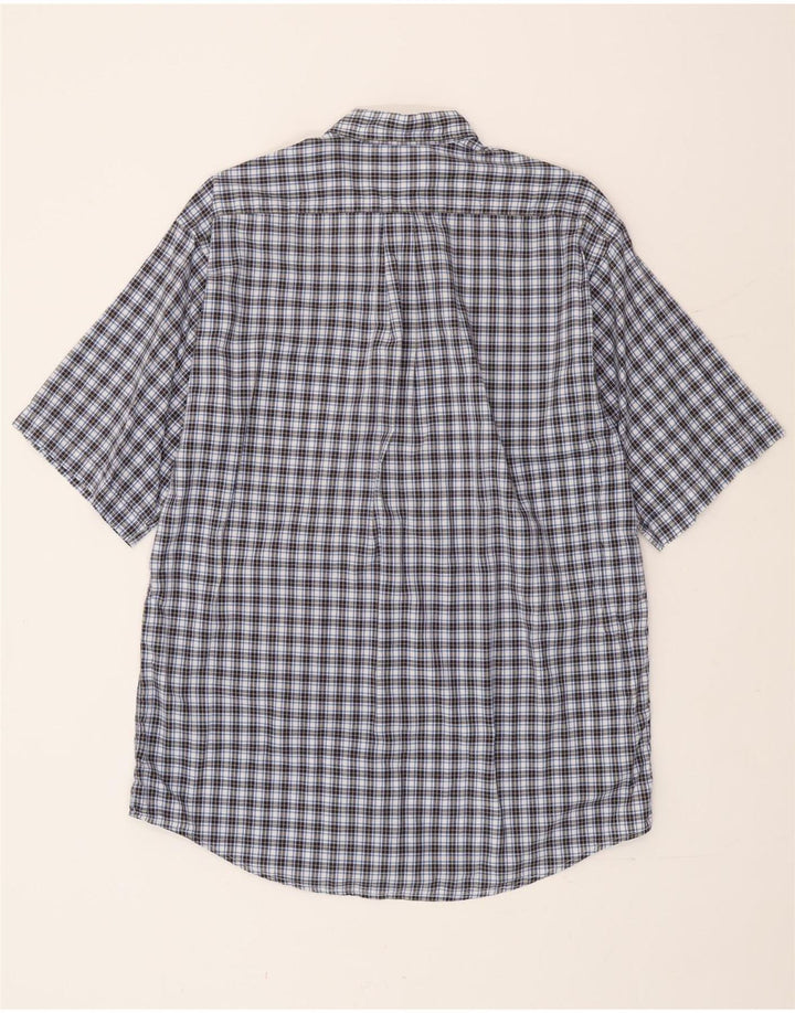Camisa masculina de manga curta Burlington grande algodão xadrez azul