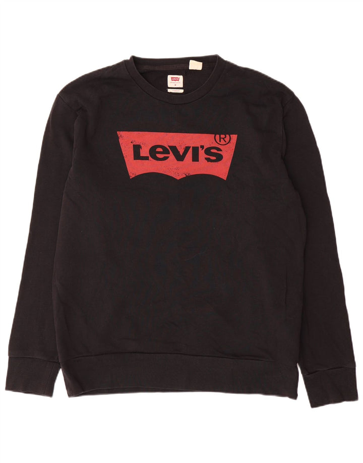Levi's Mens Standard Graphic Moletom Jumper Médio Algodão Preto
