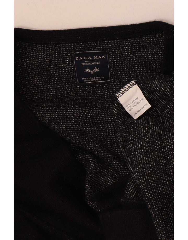 Suéter cardigã masculino Zara com peito duplo pequeno acrílico preto
