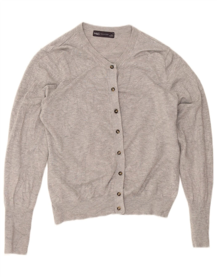 Suéter cardigã feminino Marks & Spencer Reino Unido 14 cinza médio manchado
