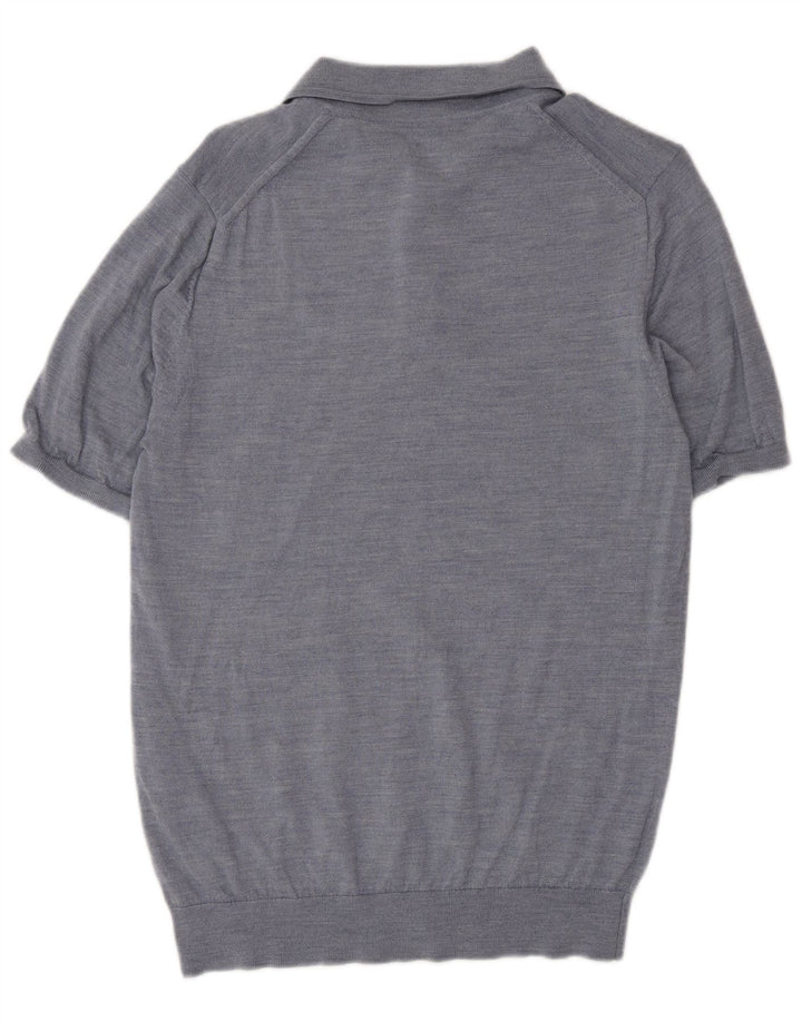 Camisa polo masculina Reiss lã azul médio