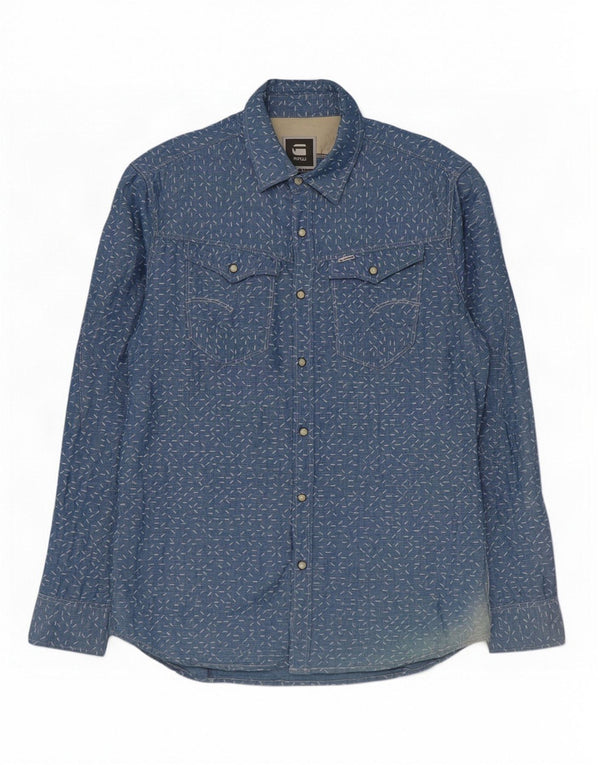 Camisa masculina G-Star XL linho manchado azul
