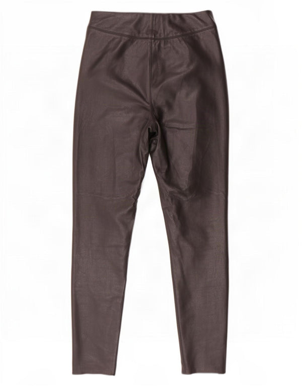 Calça feminina skinny de couro sintético Topshop Reino Unido 10 pequena W26 L28 preta