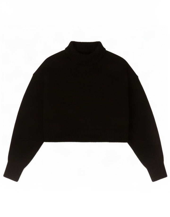 Suéter feminino Zara com gola tartaruga e gola alta Reino Unido 12 lã preta média