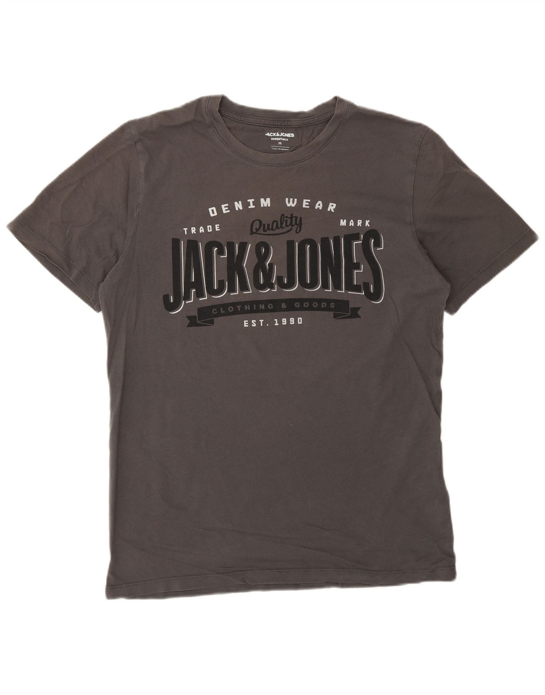 Camiseta gráfica masculina Jack & Jones algodão cinza médio