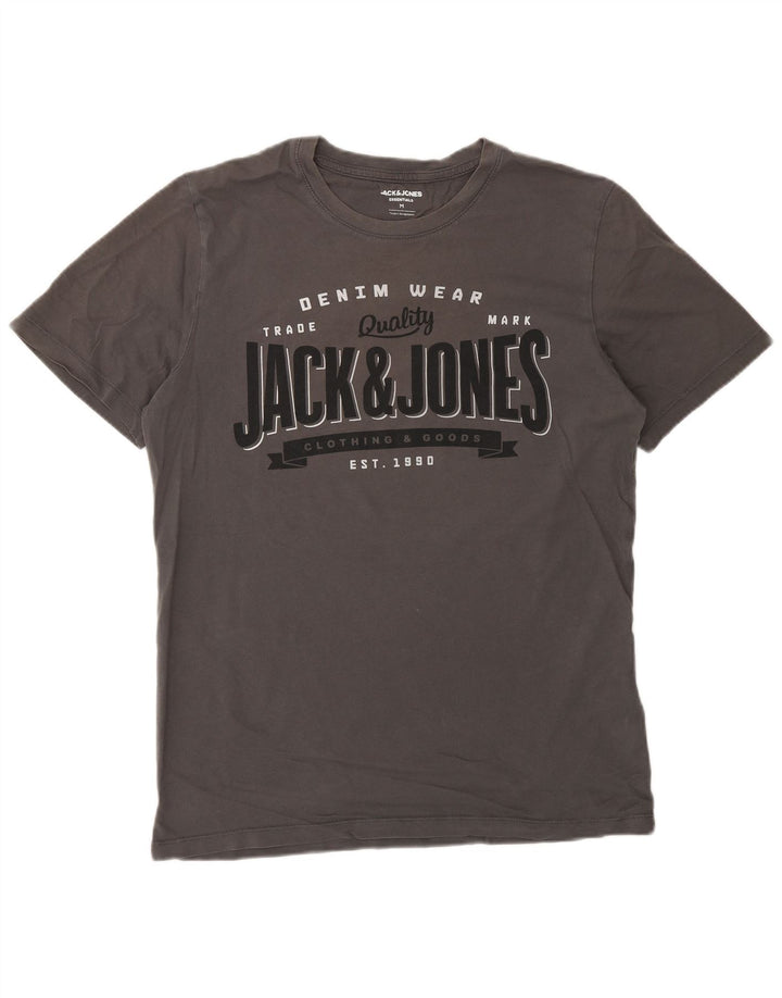 Camiseta gráfica masculina Jack & Jones algodão cinza médio