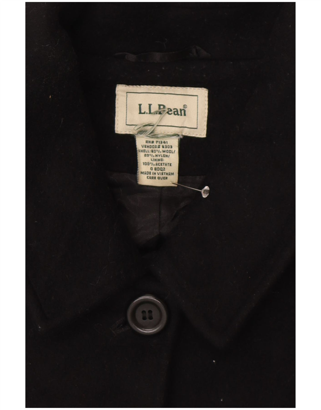 Sobretudo feminino L.L.Bean UK 20 2XL lã preta