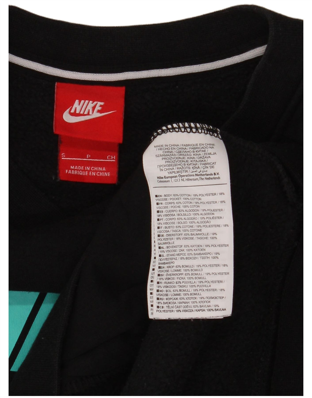 Moletom feminino Nike gráfico oversized Jumper UK 10 pequeno algodão preto