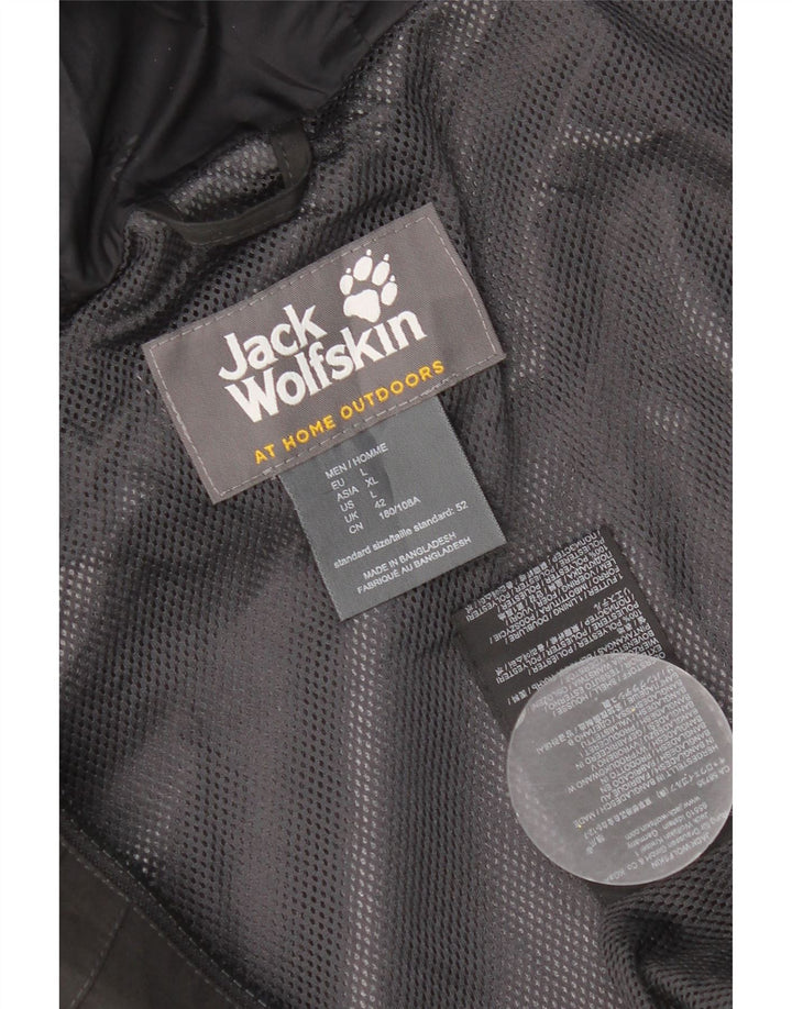 Jaqueta corta-vento masculina Jack Wolfskin com capuz Reino Unido 40 grande poliéster preto