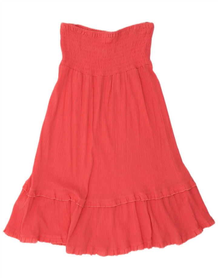 Vestido feminino Marks & Spencer sem alças Reino Unido 12 algodão vermelho médio