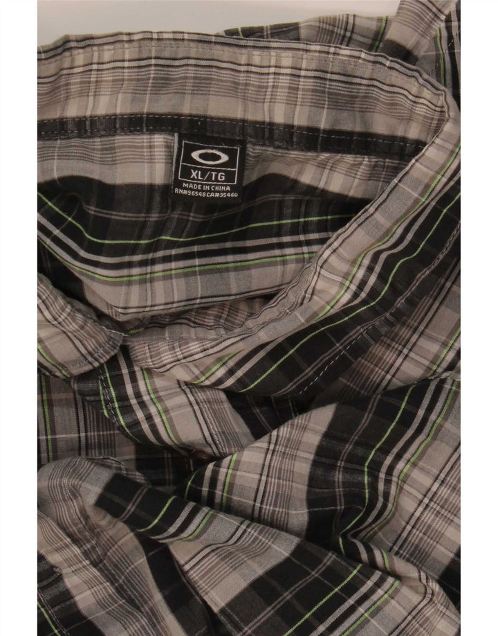 Camisa masculina de manga curta Oakley XL cinza xadrez