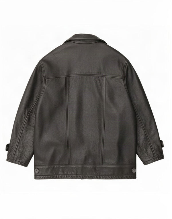 Jaqueta de couro masculina Angelo Litrico XL preta clássica