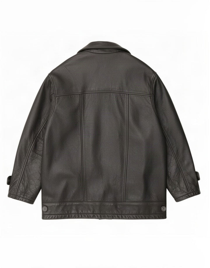 Jaqueta de couro masculina Angelo Litrico XL preta clássica