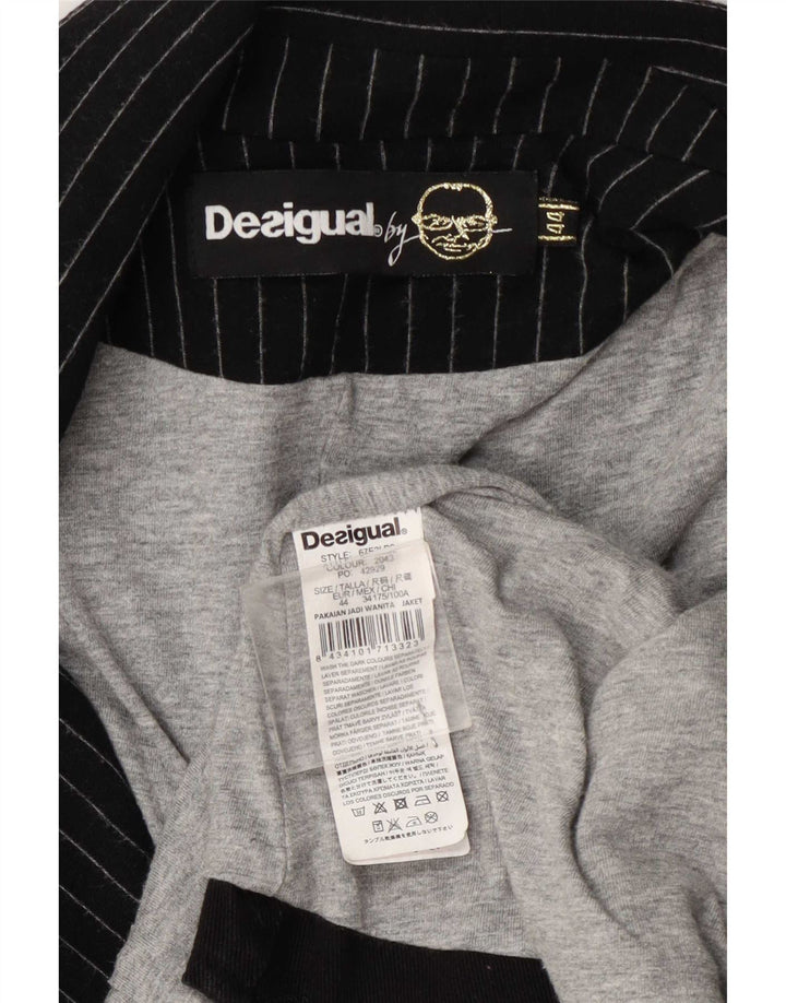 Desigual Jaqueta Blazer Feminina com 1 Botão EU 44 XL Viscose Listrada Cinza
