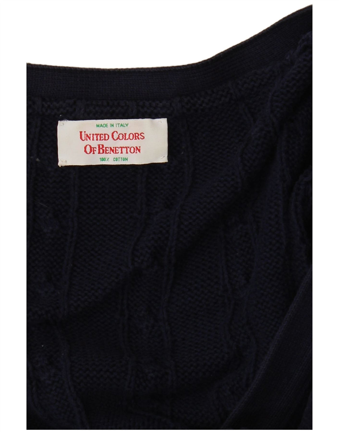 Suéter cardigã masculino BENETTON grande algodão azul marinho