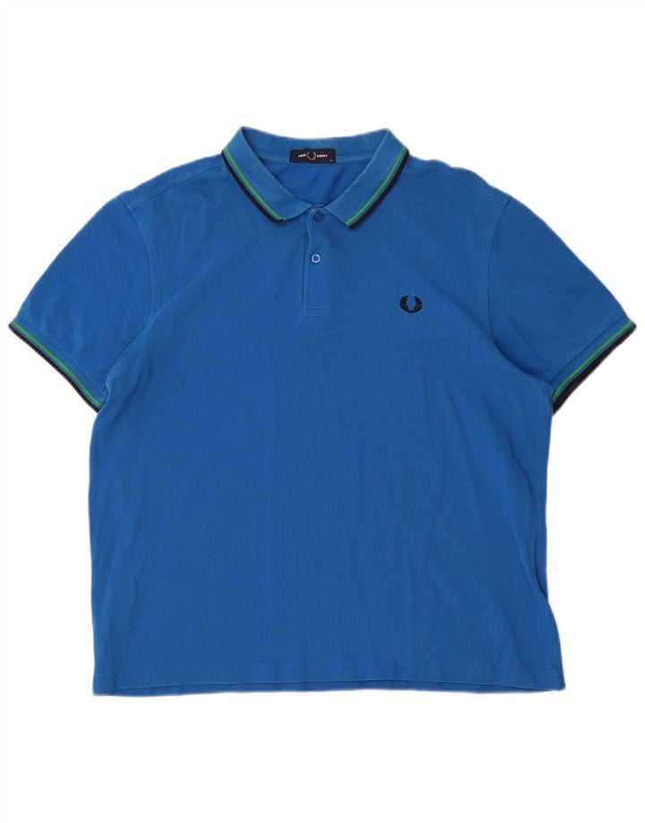 Camisa polo masculina Fred Perry XL algodão listrado azul