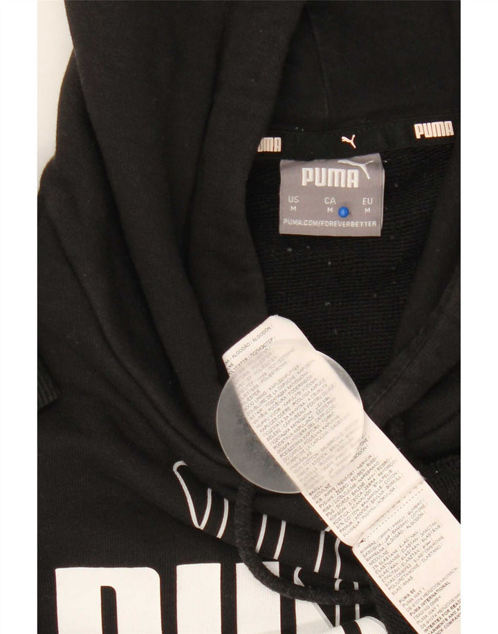 Puma masculino gráfico moletom com capuz médio algodão preto