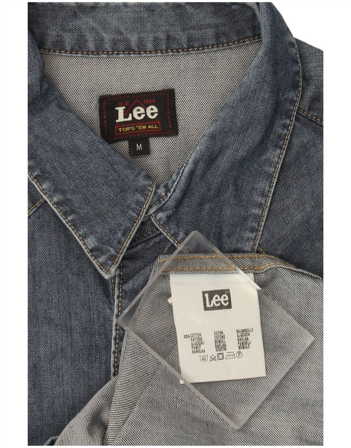 Camisa jeans masculina Lee algodão azul médio