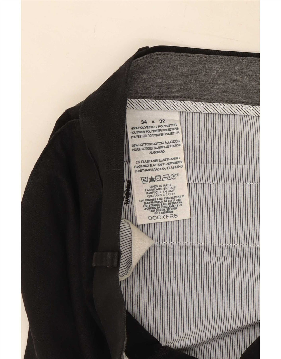 Calças Dockers masculinas retas Chino W34 L32 poliéster preto