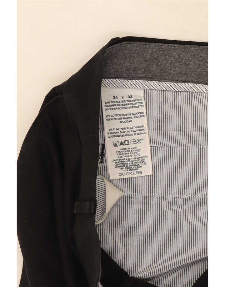 Calças Dockers masculinas retas Chino W34 L32 poliéster preto