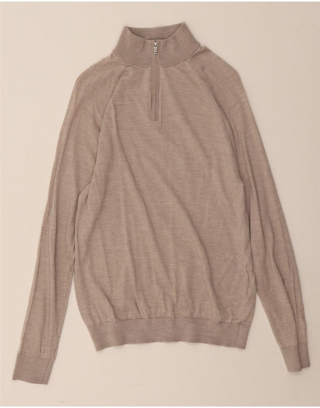 Suéter masculino REISS com zíper e gola grande de lã cinza