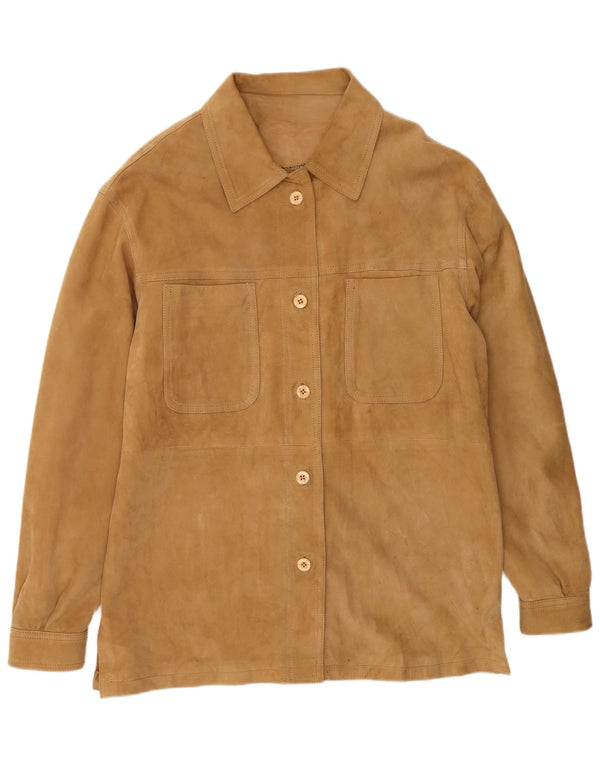 Jaqueta feminina VINTAGE de camurça com ajuste solto Reino Unido 18 XL couro marrom