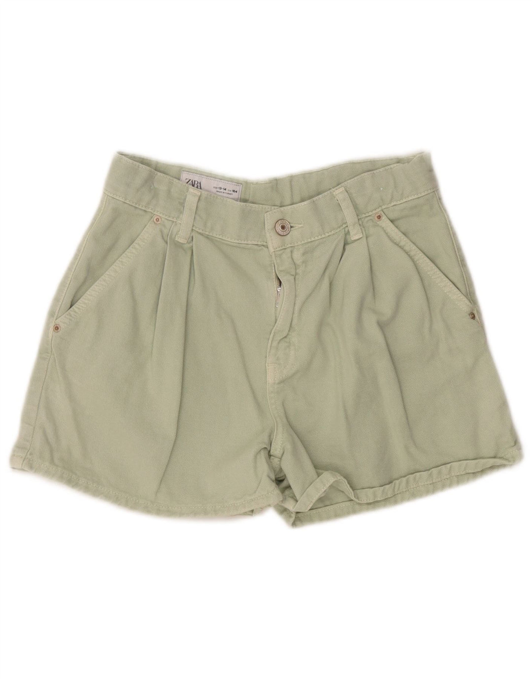 ZARA Girls Pegged Chino Shorts 13-14 anos W26 Verde