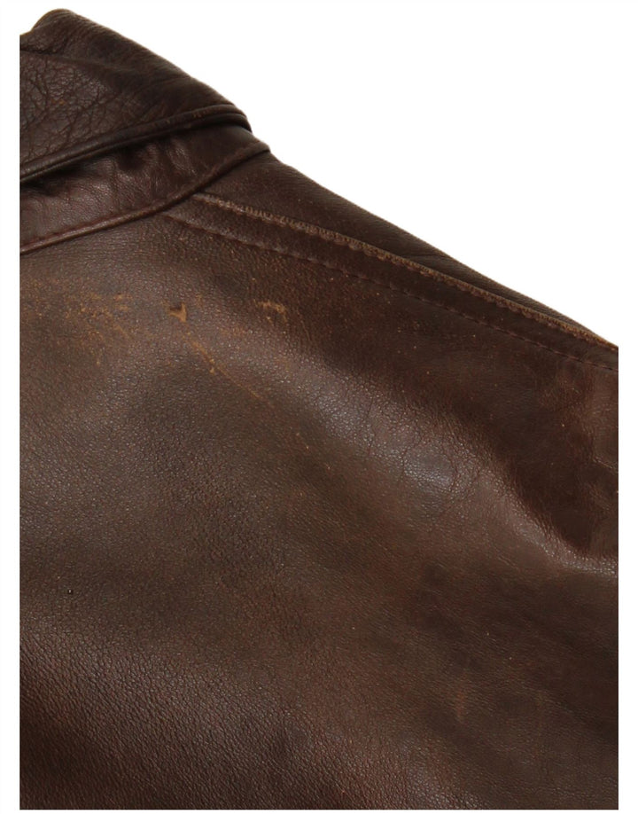Jaqueta de couro masculina vintage IT 52 XL marrom