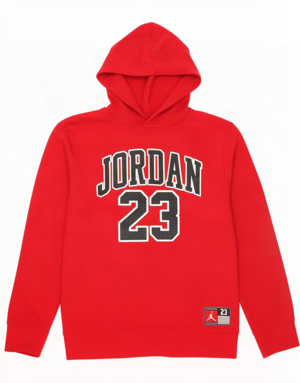 Suéter com capuz gráfico Jordan Boys 13-14 anos XL vermelho algodão