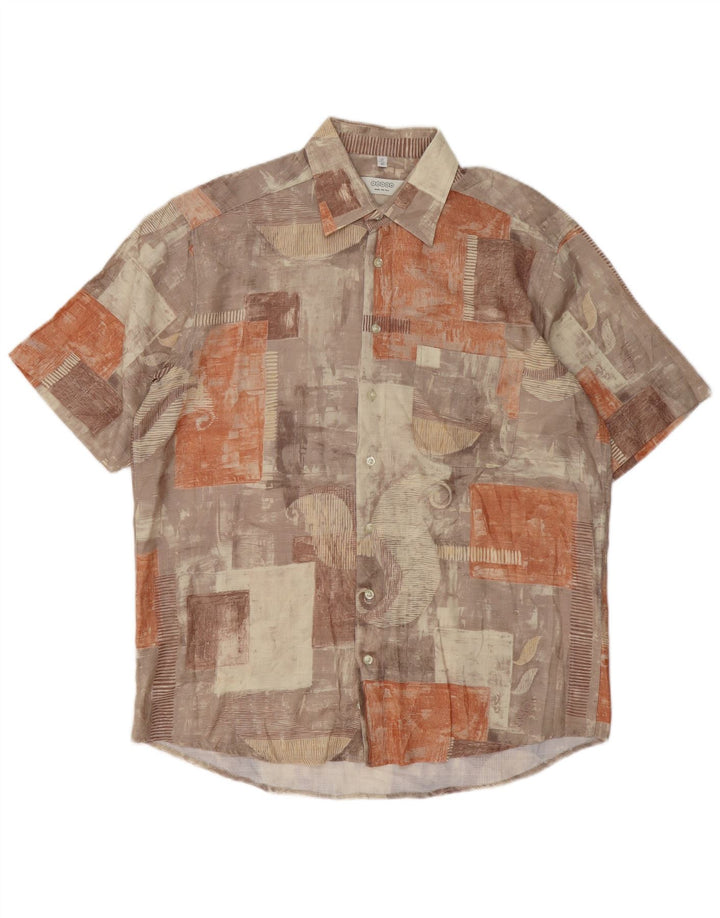 Camisa masculina de manga curta CANDA tamanho 42 16 1/2 grande patchwork multicolorido