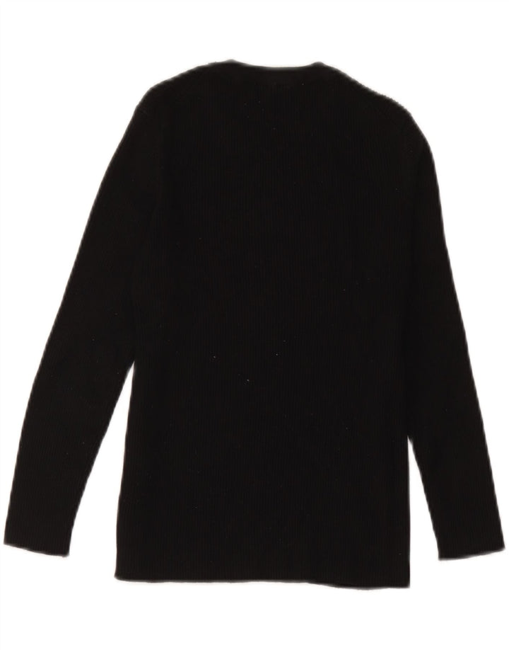 Top feminino Zara de manga comprida UK 12 viscose preta média