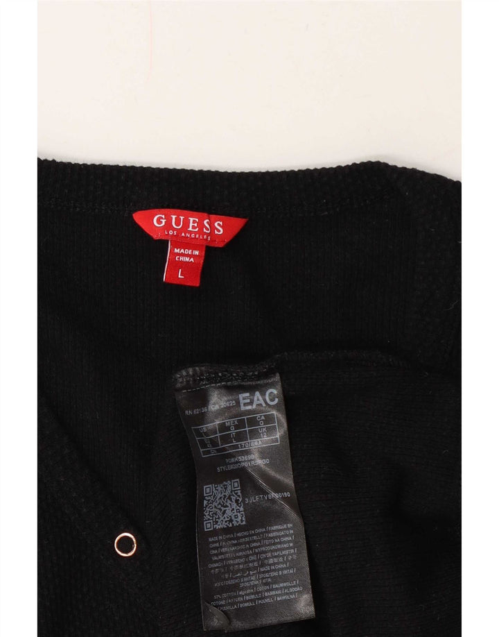 Guess Top feminino de manga comprida UK 12 algodão preto médio