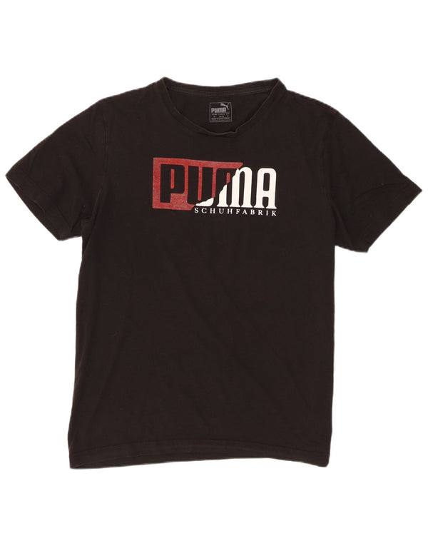 Puma Mens Graphic T-Shirt Top Médio Algodão Preto