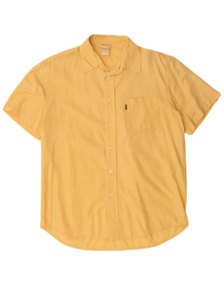 Camisa masculina de manga curta LEVI'S de algodão xadrez amarelo médio