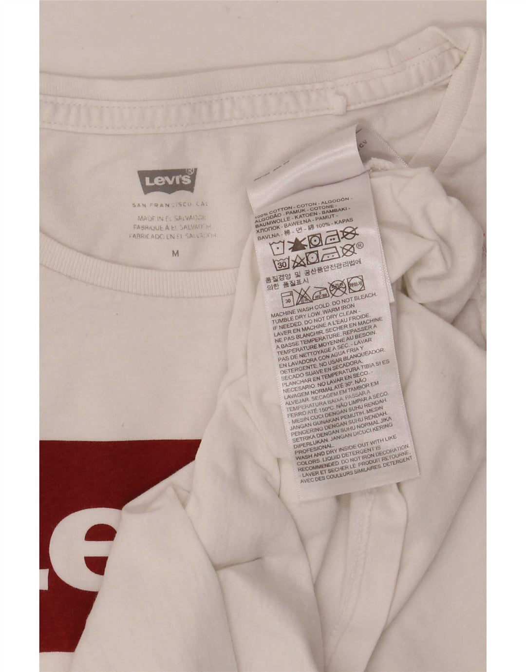 Camiseta feminina gráfica Levi's UK 14 algodão branco médio