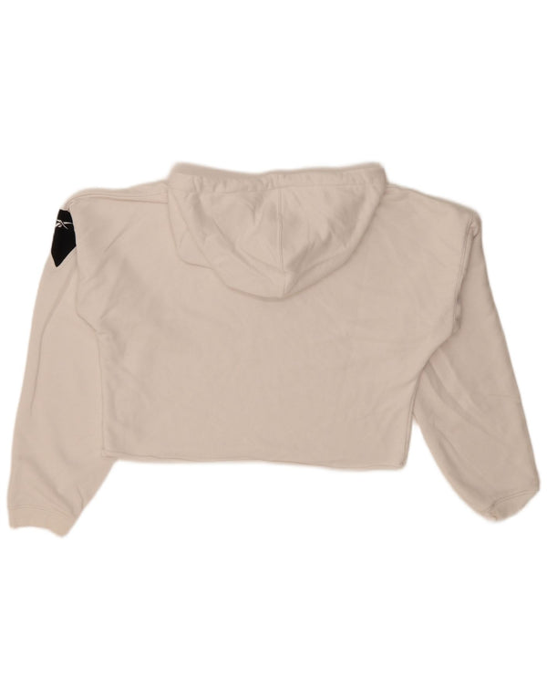 Reebok Womens Crop Oversized Hoodie Jumper UK 8/10 Small White Colourblock