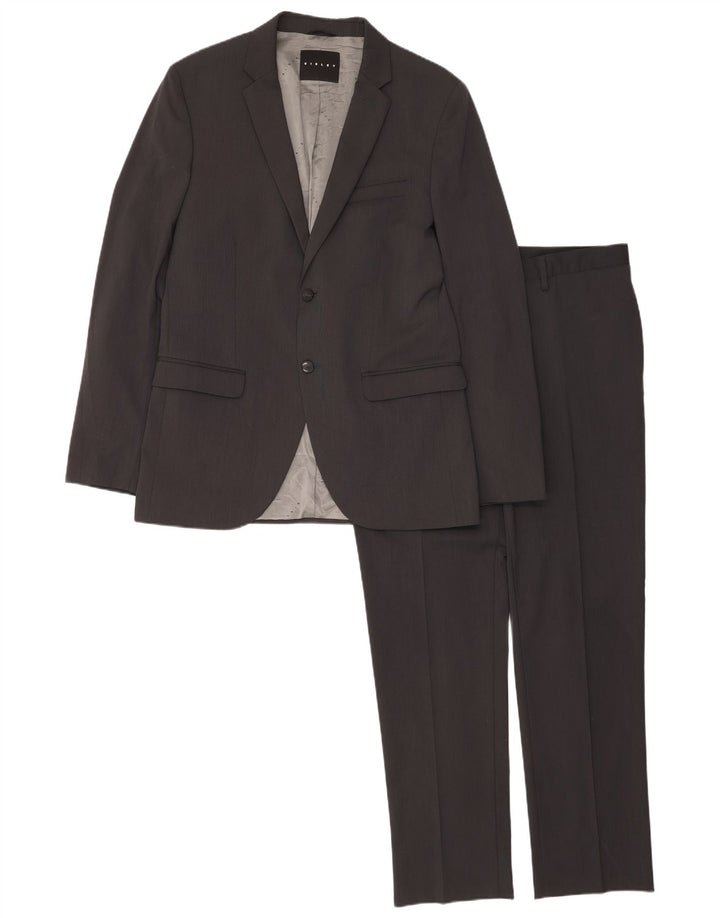 Sisley Masculino 2 botões 2 peças terno IT 52 XL W36 L32 cinza poliéster
