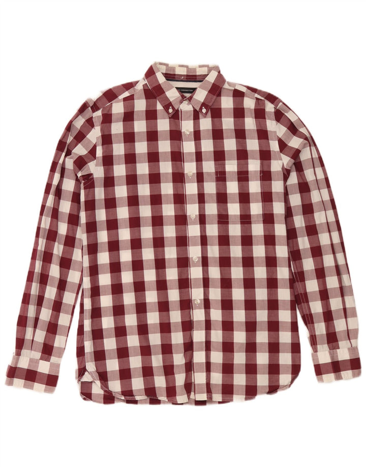 Camisa masculina French Connection médio algodão guingão cor de vinho