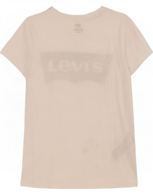 Camiseta feminina gráfica Levi's UK 6 XS algodão branco