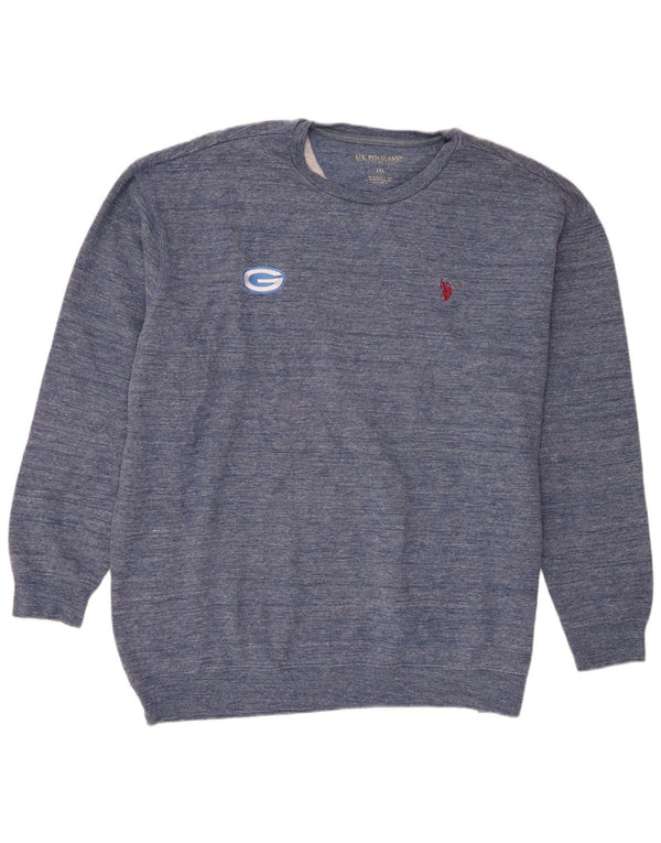 US Polo Assn. Moletom masculino Jumper 2XL algodão manchado azul marinho
