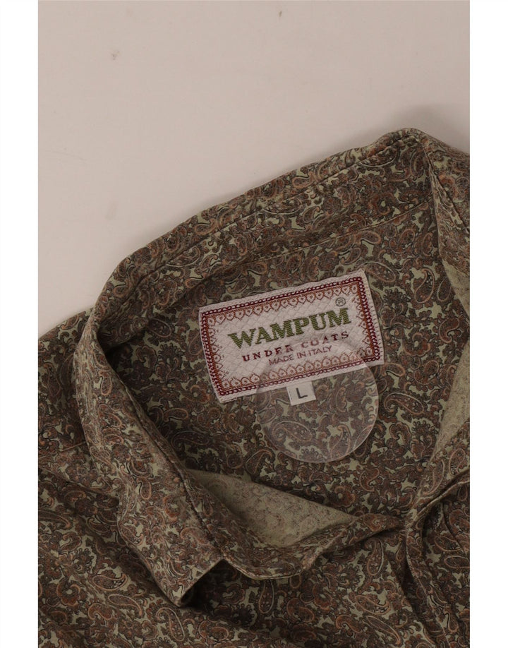 Camisa masculina Wampum grande cáqui Paisley