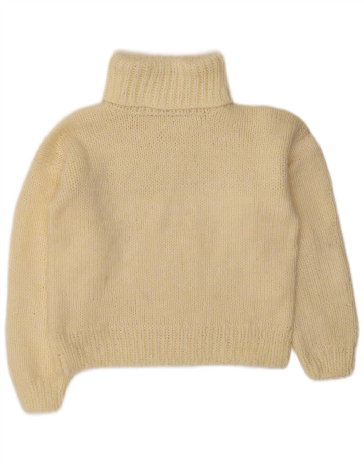 Suéter feminino vintage com gola redonda Reino Unido 14 amarelo médio