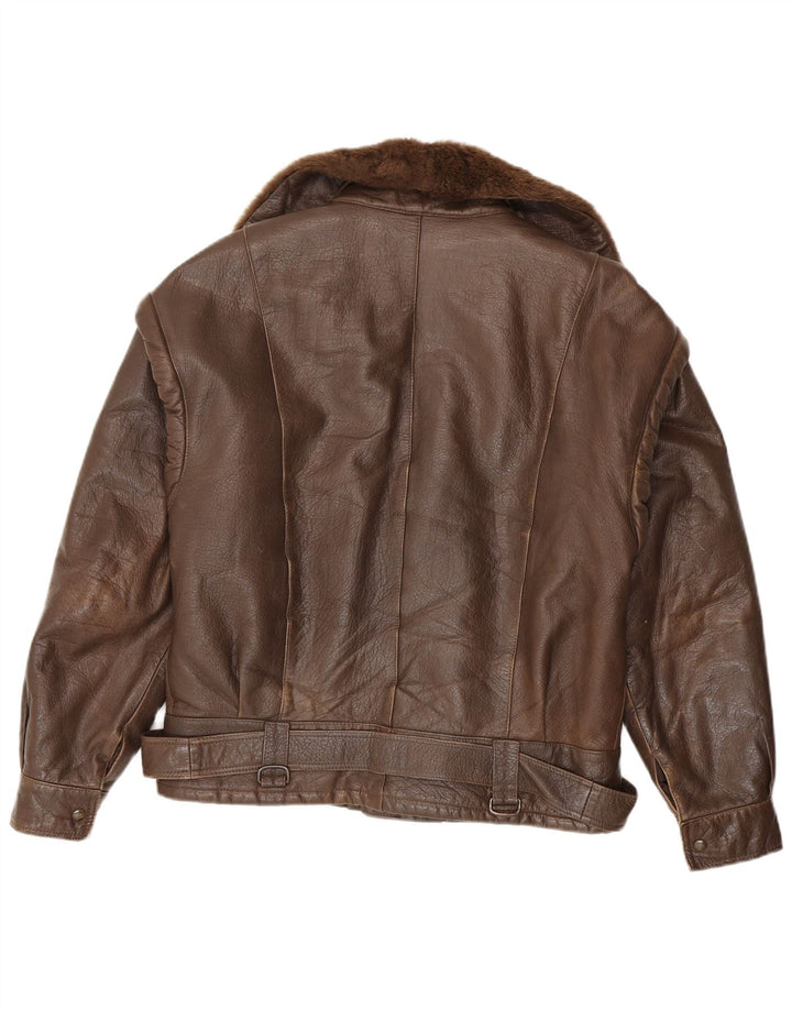 Jaqueta masculina de couro vintage para motociclista Reino Unido 38 couro marrom médio