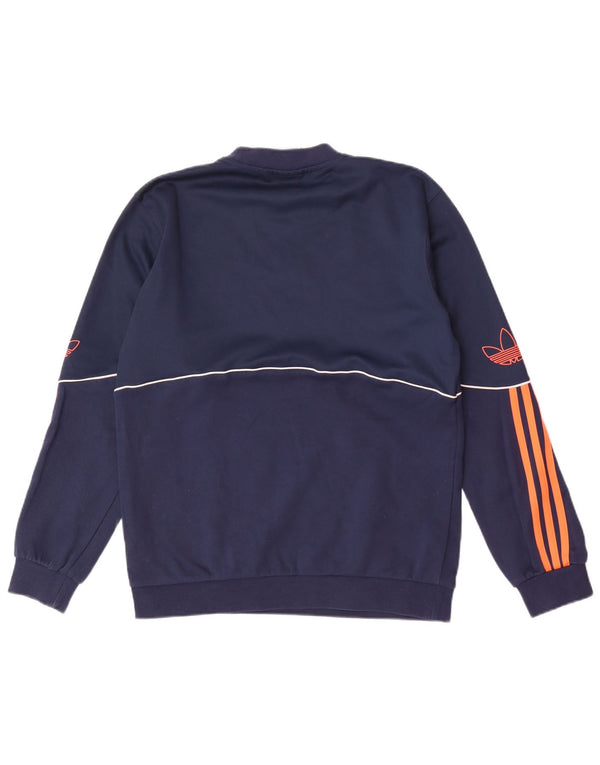Adidas Mens Graphic Moletom Jumper Pequeno Algodão Azul Marinho