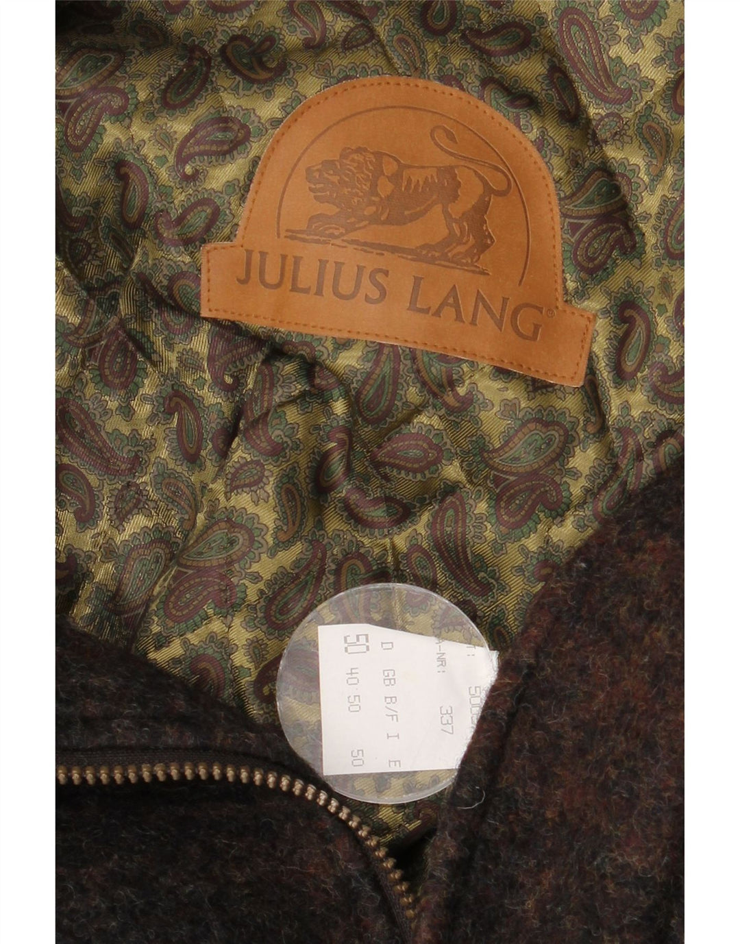 Sobretudo masculino Julius Lang Reino Unido 40 grande lã xadrez marrom