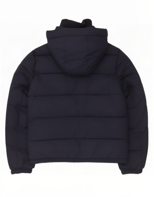 Jaqueta masculina acolchoada com capuz Abercrombie & Fitch UK 42 XL azul marinho poliéster